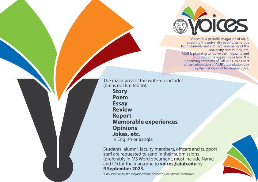 You are currently viewing Submission is open for AIUB’s “Voices” Magazine