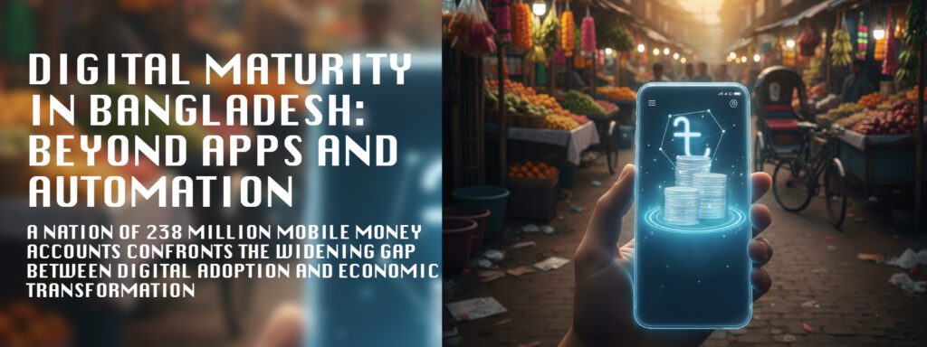Read more about the article Digital Maturity in Bangladesh: Beyond Apps and Automation: A nation of 238 million mobile money accounts confronts the widening gap between digital adoption and economic transformation